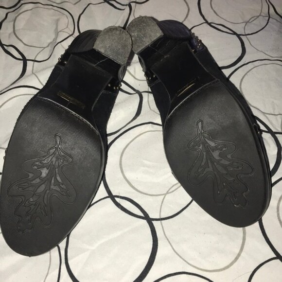 Sam Edelman Shoes Women's 8.5 Narrow Heel 3.5'' Black Suede/ Leather Studs EUC - Picture 5 of 8